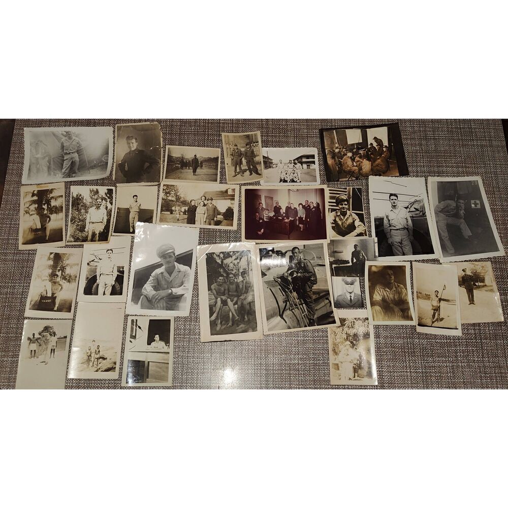 Misc lot of military snapshots (28) 1945-1950's Black and white Ft Bragg Africa